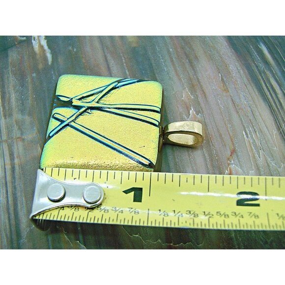 Square Shape Opaque Pendant Raised 3d Geo Design Graphic Resin Gold Tone Charm - Picture 8 of 9